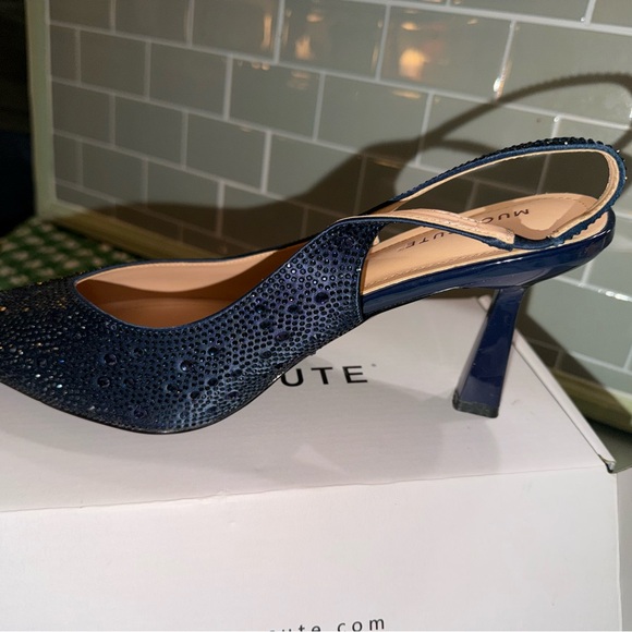 Blue sequin Slingback Heels - Picture 3 of 6